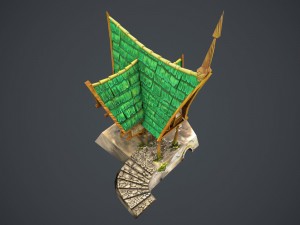 low poly green house Model 3D