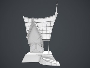 low poly green house Model 3D