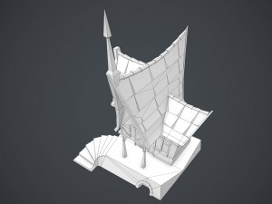 low poly green house Model 3D