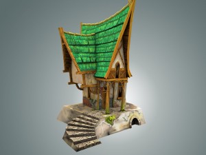 low poly green house 3D Model