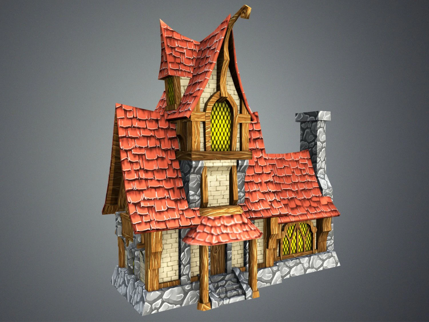 low poly fairytale house 3D Model .c4d .max .obj .3ds .fbx .stl .blend 