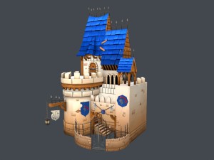 low poly medieval castle Modèle 3D
