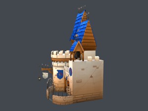 low poly medieval castle Modèle 3D