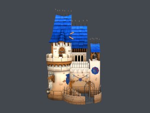low poly medieval castle Modèle 3D