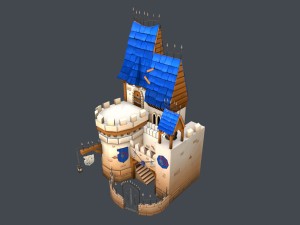 low poly medieval castle Modèle 3D