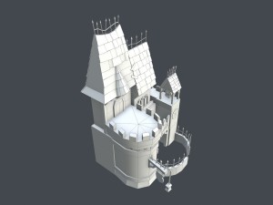low poly medieval castle Modèle 3D