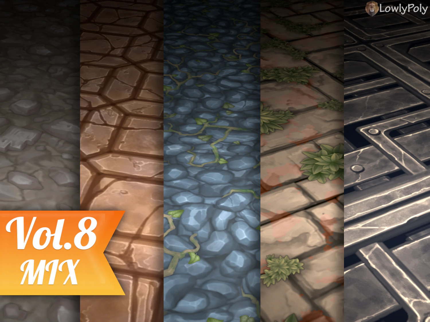 ground vol8 - hand painted texture pack CG Textures .c4d .max .obj .3ds .fbx .stl .blend 