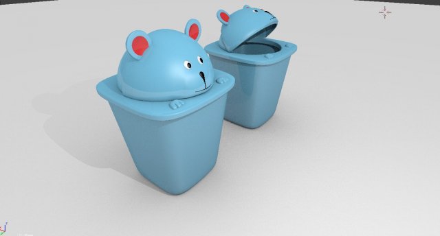 cute bear trash can 3D Model .c4d .max .obj .3ds .fbx .stl .blend