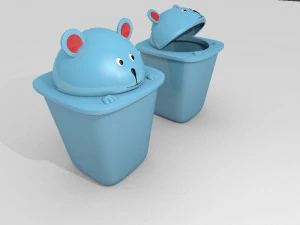 jolie poubelle ours Modèle 3D