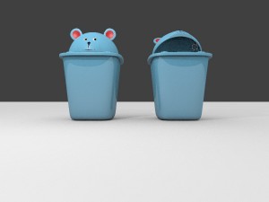cute bear trash can 3D Model