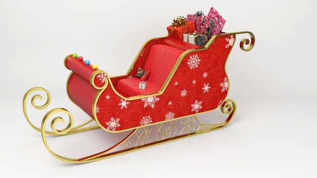 santa claus sled - christmas sled - chritmas gift - 3Dモデル .c4d .max .obj .3ds .fbx .stl .blend 