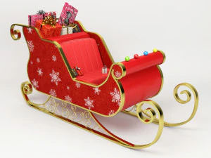 santa claus sled - christmas sled - chritmas gift - 3D Model