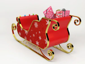 santa claus sled - christmas sled - chritmas gift - 3D Model