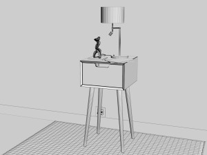 bedside table - set decoration bedroom 01 3D Модель