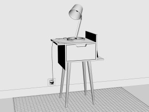 bedside table - set decoration bedroom 02 3D Model
