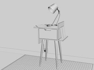 bedside table - set decoration bedroom 02 3D Model