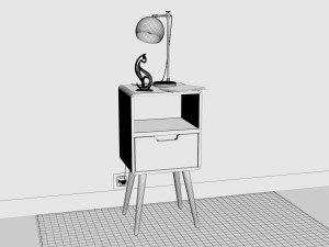 bedside table - set decoration bedroom 03 3D Model