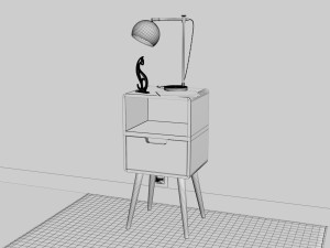 bedside table - set decoration bedroom 03 3D Model