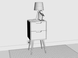 bedside table - set decoration bedroom 04 3D Model