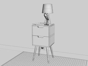 bedside table - set decoration bedroom 04 3D Model