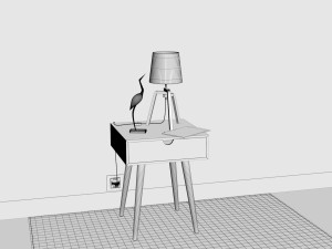 bedside table - set decoration bedroom 05 Modelo 3D