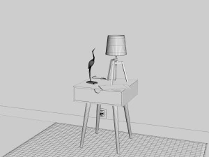 bedside table - set decoration bedroom 05 3D Model