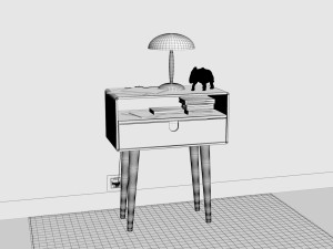 bedside table - set decoration bedroom 06 3D 모델