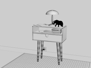 bedside table - set decoration bedroom 06 3D 모델