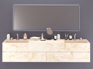 double washbain design - white marble 1400 2000 -30 royalty free license Modello 3D