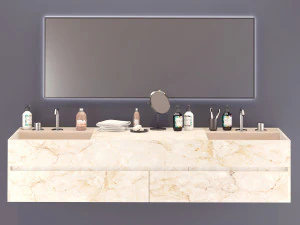 double washbain design - white marble 1400 2000 -30 royalty free license 3D Model