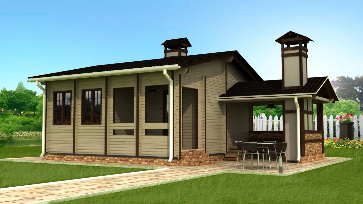 guest house - bathhouse - sauna 3D Model .c4d .max .obj .3ds .fbx .stl .blend