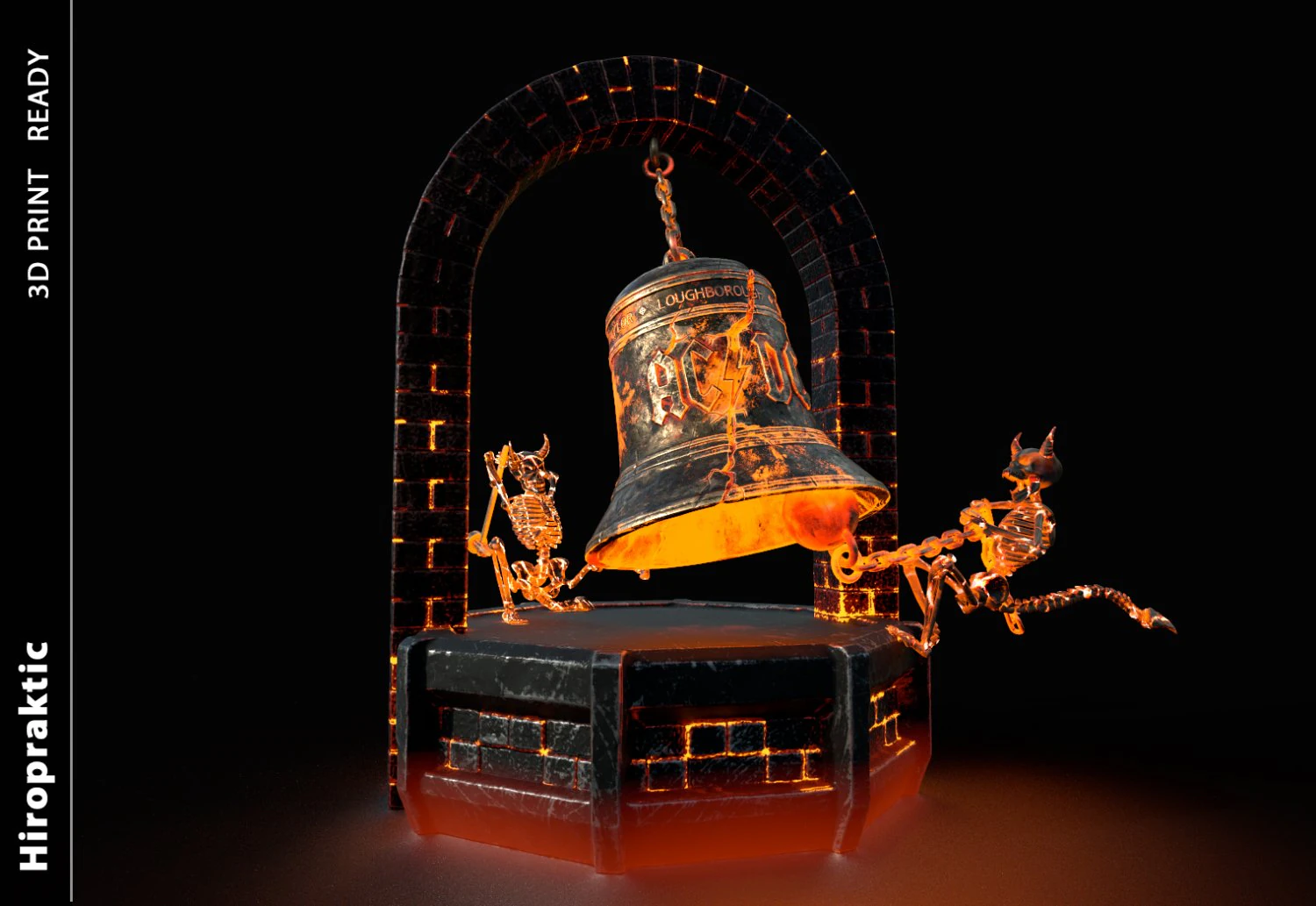 AC DC Hells Bells Legends of Rock whith base 3D print model 3D Print Model .c4d .max .obj .3ds .fbx .stl .blend 