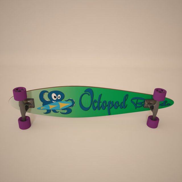 longboard 3D Model .c4d .max .obj .3ds .fbx .stl .blend 