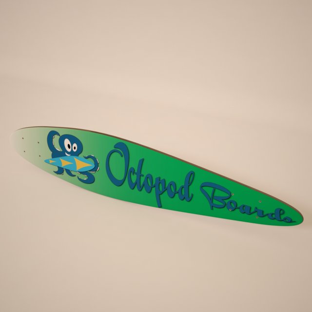 longboard deck 3D-Modell .c4d .max .obj .3ds .fbx .stl .blend 