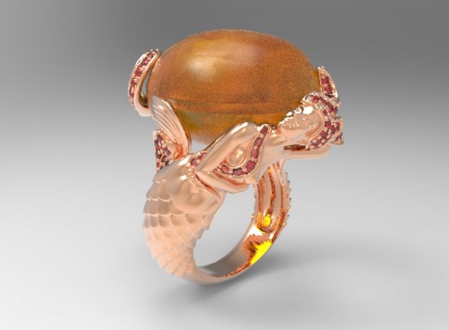 mermaid ring 3D 打印模型 .c4d .max .obj .3ds .fbx .stl .blend