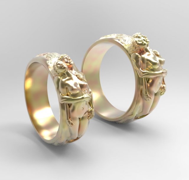 m and w ring 3D 프린트 모델 .c4d .max .obj .3ds .fbx .stl .blend 