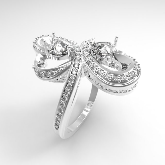 2 flowers ring 3D 打印模型 .c4d .max .obj .3ds .fbx .stl .blend