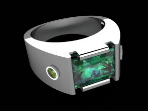 emerald octagon ring Model 3D
