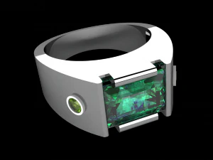 anello ottagonale con smeraldo Modello 3D