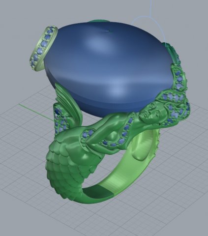 mermaid ring 3D Print Model .c4d .max .obj .3ds .fbx .stl .blend 