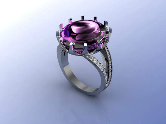 ring with ametrine oval 3D Print Model .c4d .max .obj .3ds .fbx .stl .blend 