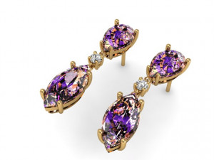 earring with marquise and pear 3D Print Model
