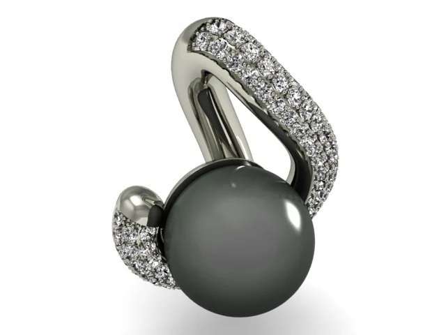 pendant with black pearl 3D Print Model .c4d .max .obj .3ds .fbx .stl .blend