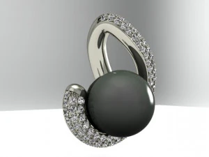 pendant with black pearl 3D Print Model