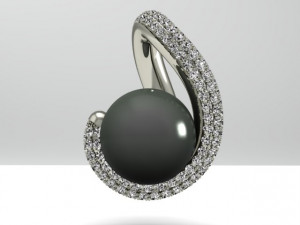pendant with black pearl 3D 打印模型