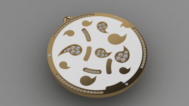 pendant coin with drops 3Dプリントモデル .c4d .max .obj .3ds .fbx .stl .blend 
