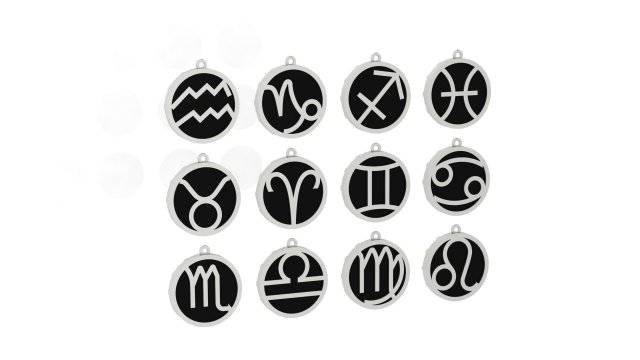 zodiac pendants with onix Modello di stampa 3D .c4d .max .obj .3ds .fbx .stl .blend 