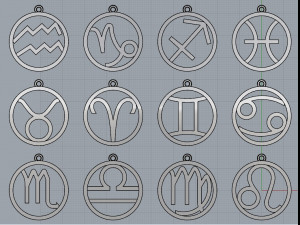 zodiac pendants with onix Modello di stampa 3D
