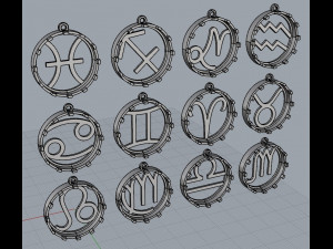 zodiac pendants with onix Modello di stampa 3D