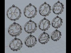 zodiac pendants with onix 3D Print Model